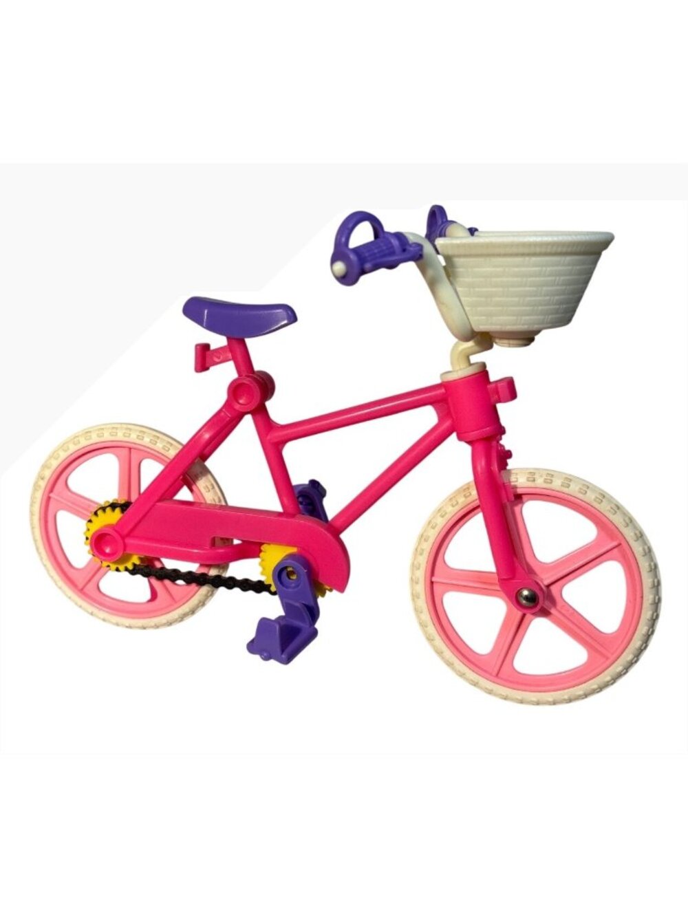 Barbie Miniature Bicycle Stacie Pink & Purple Toy Basket Plastic 7" x 5"
